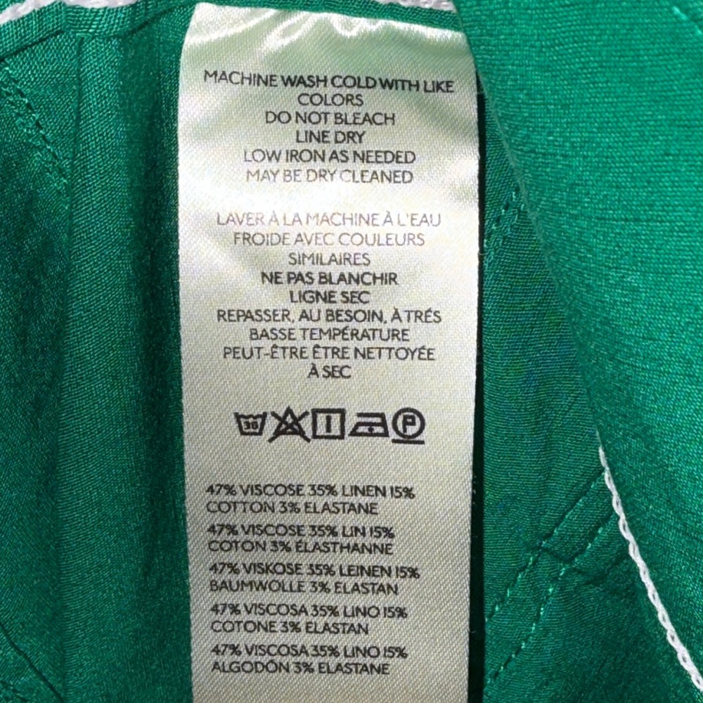 Anthropologie The Colette Magic Fabric Green with White Trim Pants - Picture 4 of 5